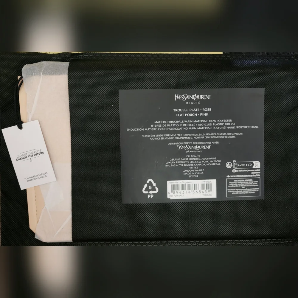 YSL Yves Saint Laurent Beauté Gold Cream Flat Pouch Zipper YSL New